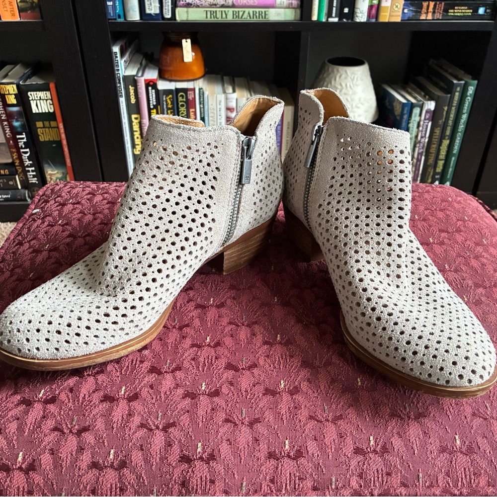 Perforated Gray Ankle Boots